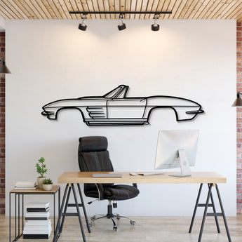 1964 Chevrolet Corvette Convertible metal car wall art – classic American sports car silhouette