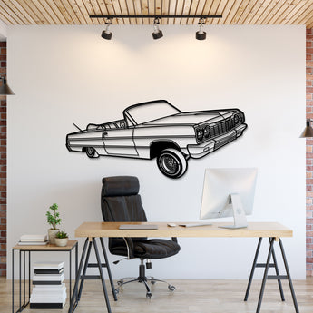 1964 Chevrolet Impala Convertible Lowrider perspective metal wall art – iconic lowrider silhouette décor