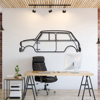 1965 Mini Cooper S metal car wall art – iconic rally legend silhouette in laser‑cut steel