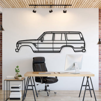 1980 Toyota Land Cruiser J60 metal car wall art – classic 4th generation SUV silhouette