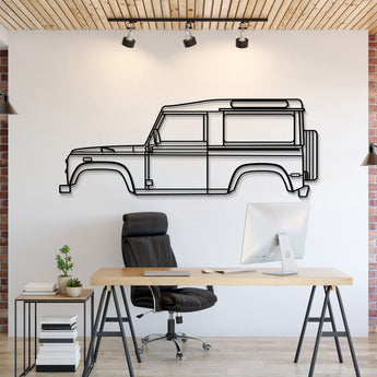 1997 Land Rover Defender 90 metal car wall art – rugged SUV silhouette decor