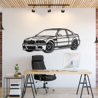 BMW E46 perspective metal wall art laser cut 2 mm steel silhouette