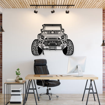 2012 Jeep Wrangler custom front view metal wall art – laser-cut 2 mm steel silhouette with matte powder-coated finish