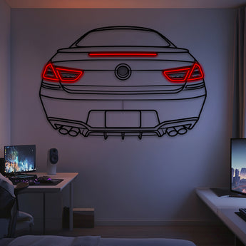 BMW 650i Coupe rear silhouette in neon-metal décor