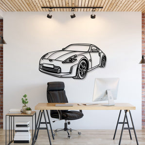 Nissan 370Z (2015) perspective metal wall art – laser‑cut 2 mm textured steel with matte powder‑coat finish