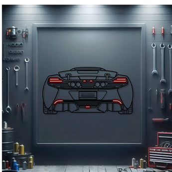 McLaren 650S 2016 back silhouette neon wall art – ready-to-hang supercar décor for garage, office, or living space