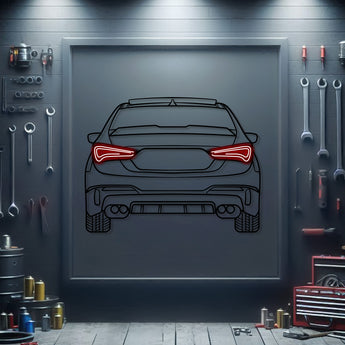 2016 Hyundai Solaris back view metal neon car wall art – laser‑cut steel décor for compact sedan enthusiasts