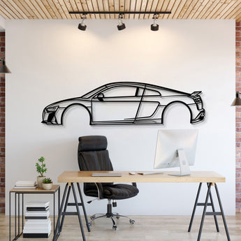 Metal car wall art featuring Audi R8 2022 enhancing garage décor