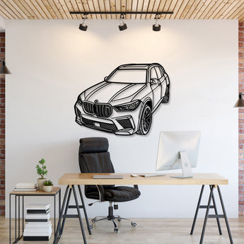BMW X5 M (2022) perspective metal wall art – laser‑cut 2 mm textured steel with matte powder‑coat finish