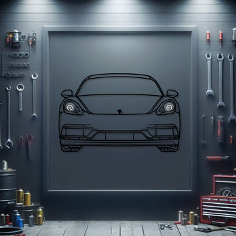 Porsche Cayman GTS 4.0 2023 front silhouette neon wall art – ready-to-hang performance sports car décor for garage, office, or living room