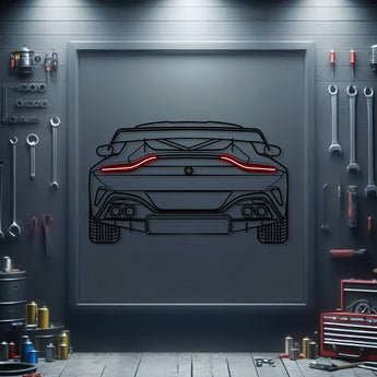 Aston Martin Vantage 2024 back silhouette neon wall art – ready‑to‑hang luxury sports car décor for garage or living space
