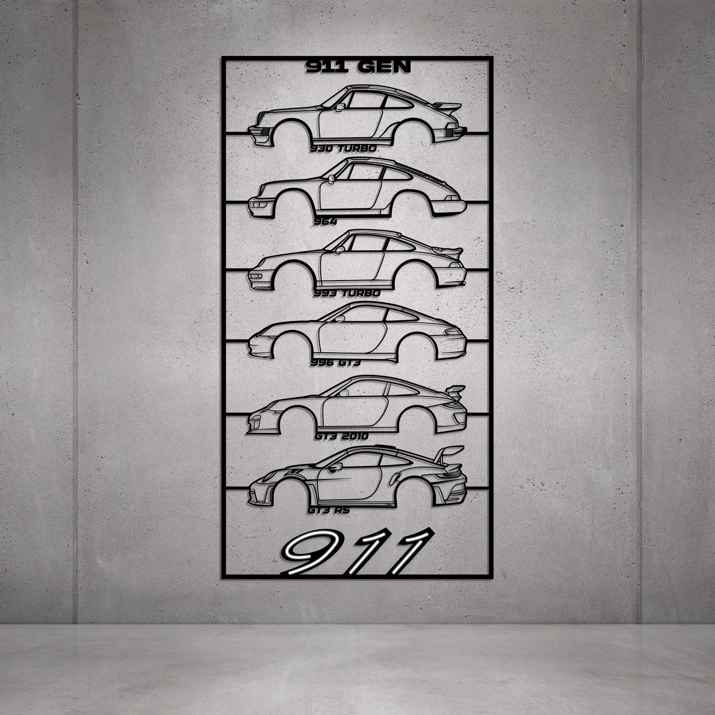 911 Gen's Metal Neon Car Wall Art - MTN0272