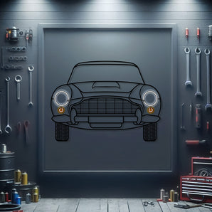 Aston Martin DB5 1960s silhouette neon wall art – ready-to-hang classic luxury décor for garage, living room, or office