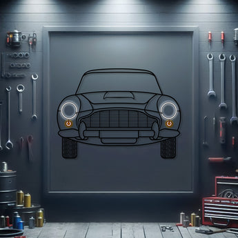 Aston Martin DB5 1960s silhouette neon wall art – ready-to-hang classic luxury décor for garage, living room, or office