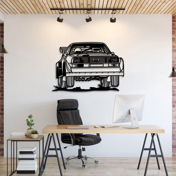 S1 Group B rally car perspective metal wall art – laser‑cut 2 mm steel silhouette décor