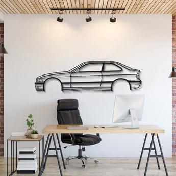 BMW E36 Compact Laser-Cut Metal Wall Art Silhouette