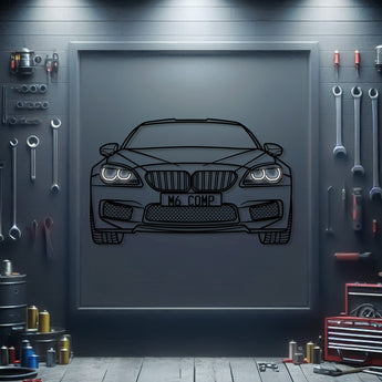 BMW M6 Competition 2015 front view neon car wall sculpture – sleek industrial décor for modern interiors