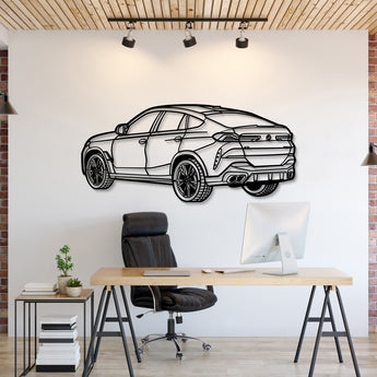 BMW X6 perspective metal wall art – laser‑cut 2 mm textured steel with matte powder‑coat finish