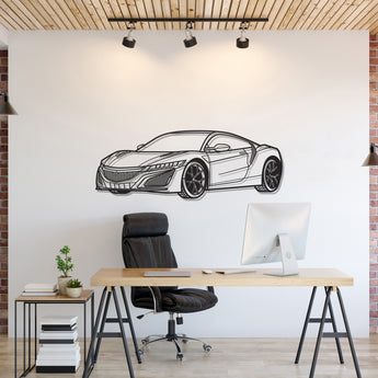 Acura NSX (2017) perspective metal wall art – laser‑cut 2 mm textured steel with matte powder‑coat finish