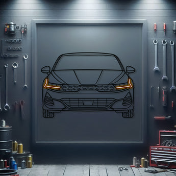 Stylish 2022 Kia K5 neon wall art – front view décor enhancing office, garage, or showroom ambiance