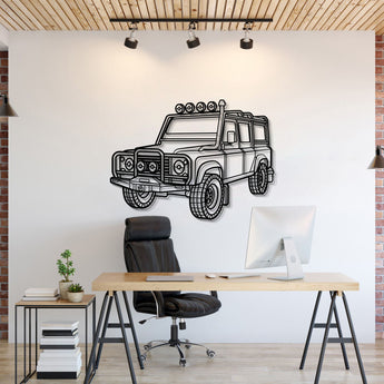Defender 110 perspective metal wall art laser cut steel silhouette