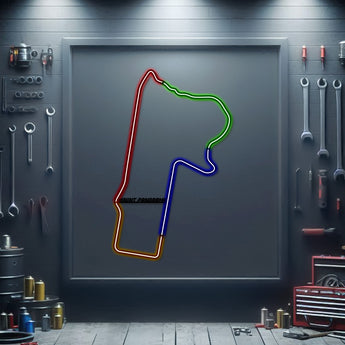 Mount Panorama circuit neon track wall art – laser‑cut steel décor for Bathurst 1000 fans