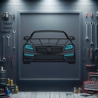 Mercedes-Benz CLS 63 AMG front neon metal wall decor – elevation screws create 1 cm floating 3D effect