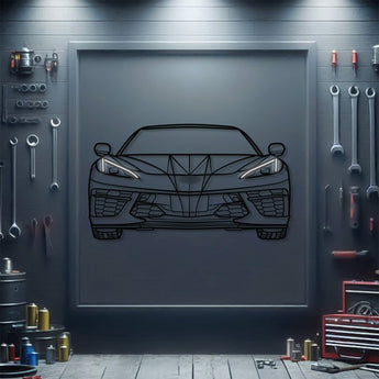 Corvette C8 front neon metal wall decor – elevation screws create 1 cm 3D floating effect on your wall
