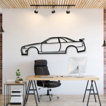 Nissan Skyline R34 metal car wall art used as garage decor