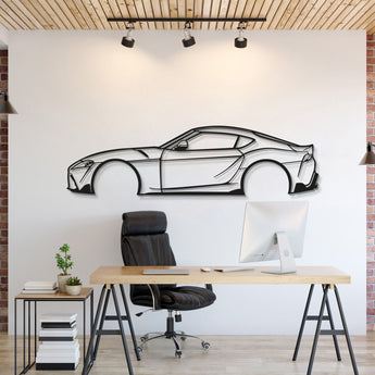 Metal car wall art featuring Toyota Supra MK5 2015 enhancing garage décor