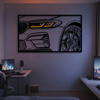 BMW M5 F90 CS front view metal neon frame wall art