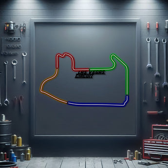 Las Vegas Strip Circuit neon track wall art – laser-cut steel décor for F1 Grand Prix fans