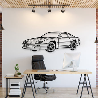 1988 Chevrolet Camaro IROC-Z perspective view metal wall art – laser-cut steel silhouette with matte powder-coat finish