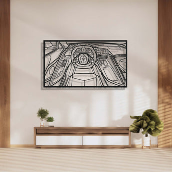 Chevrolet Corvette C8 driver’s cockpit metal frame wall art