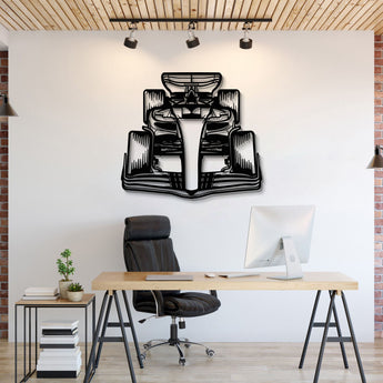 Formula 1 2022 front view metal car wall art brings dynamic racing energy to a modern living room
