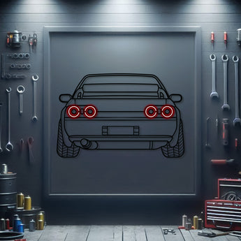Nissan Skyline GT‑R R32 rear view metal neon wall art – laser‑cut steel décor honoring the original Godzilla supercar