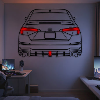 2023 Civic Si rear-view neon-lit metal wall art