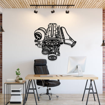Toyota 2JZ engine block metal wall art silhouette