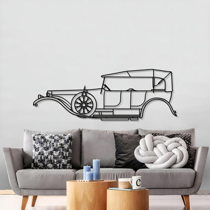 Handcrafted metal wall art of the 1907 Rolls-Royce Silver Ghost luxury coupe