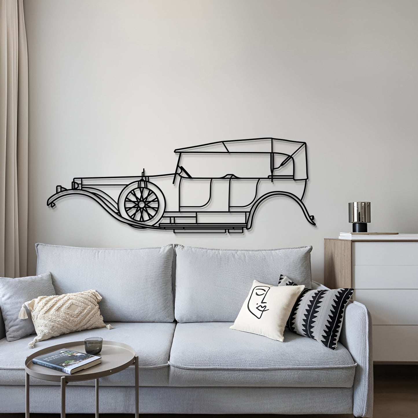 Vintage 1907 Rolls-Royce Silver Ghost metal wall decoration in elegant style