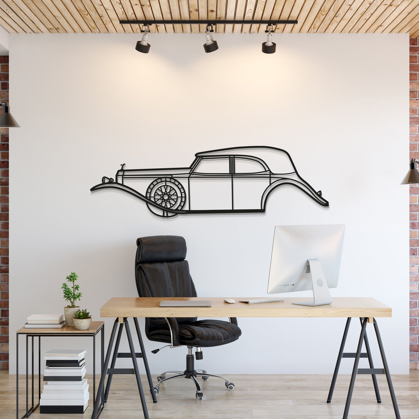 1929 Rolls-Royce Phantom II metal wall art silhouette classic luxury car decor