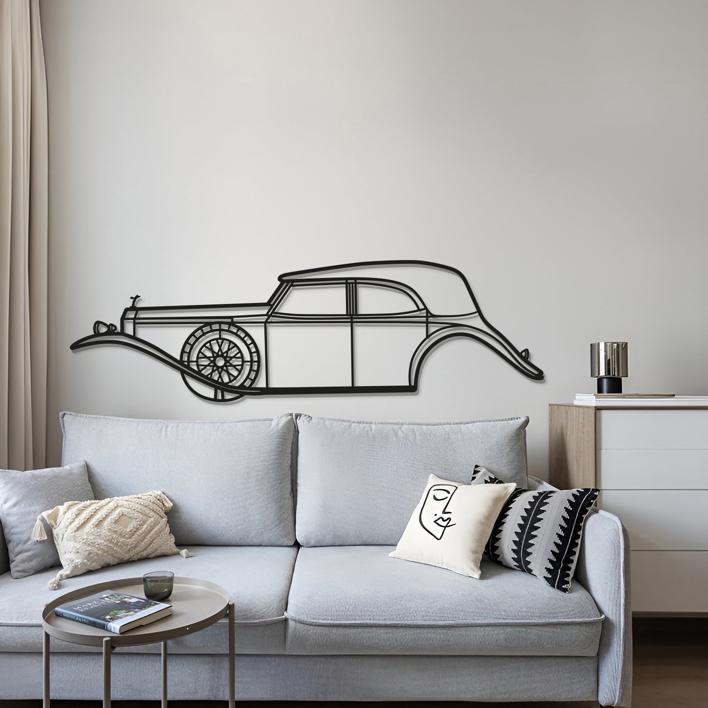 Vintage 1929 Rolls-Royce Phantom II metal wall decoration in elegant style