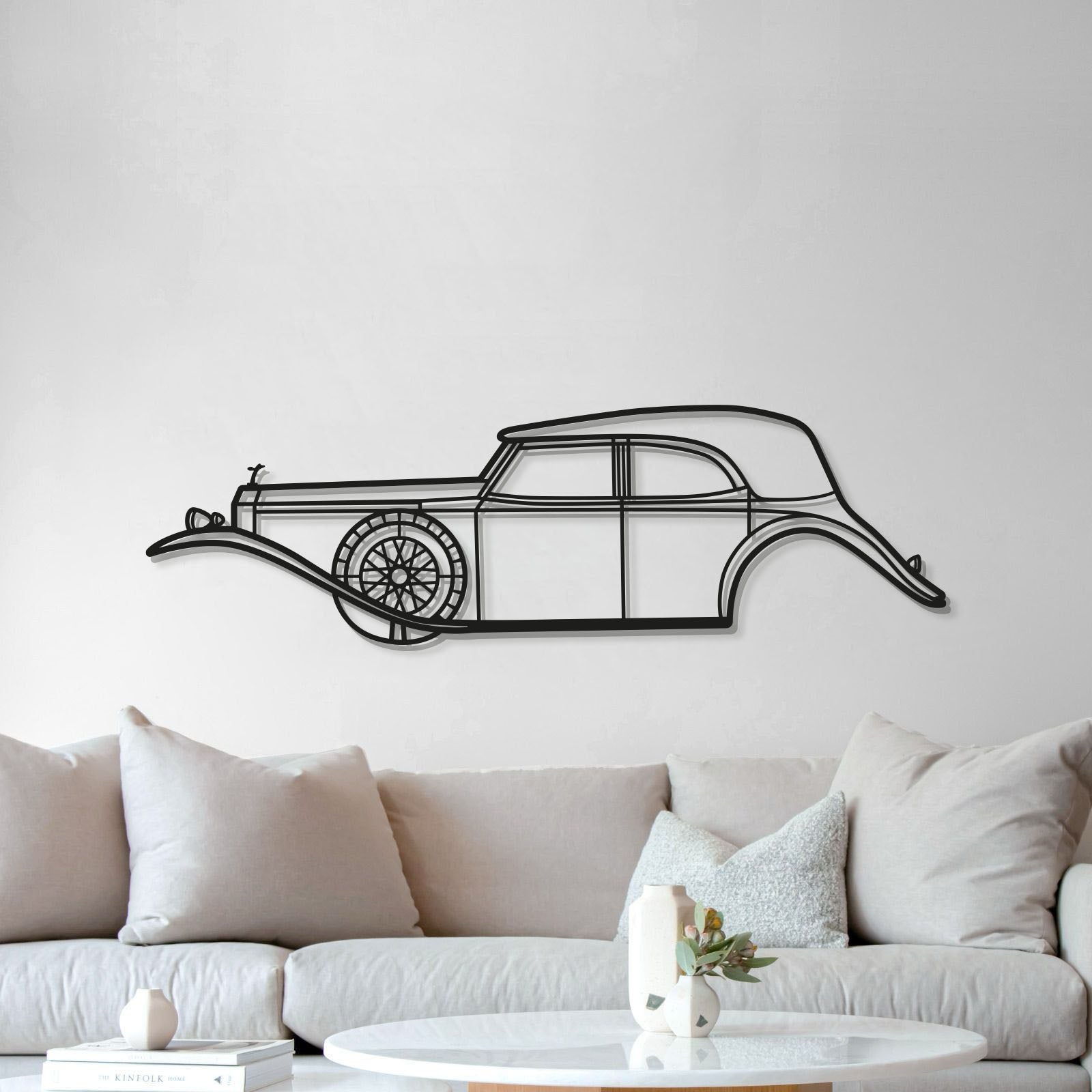 Laser cut 1929 Rolls-Royce Phantom II steel wall decor classic silhouette