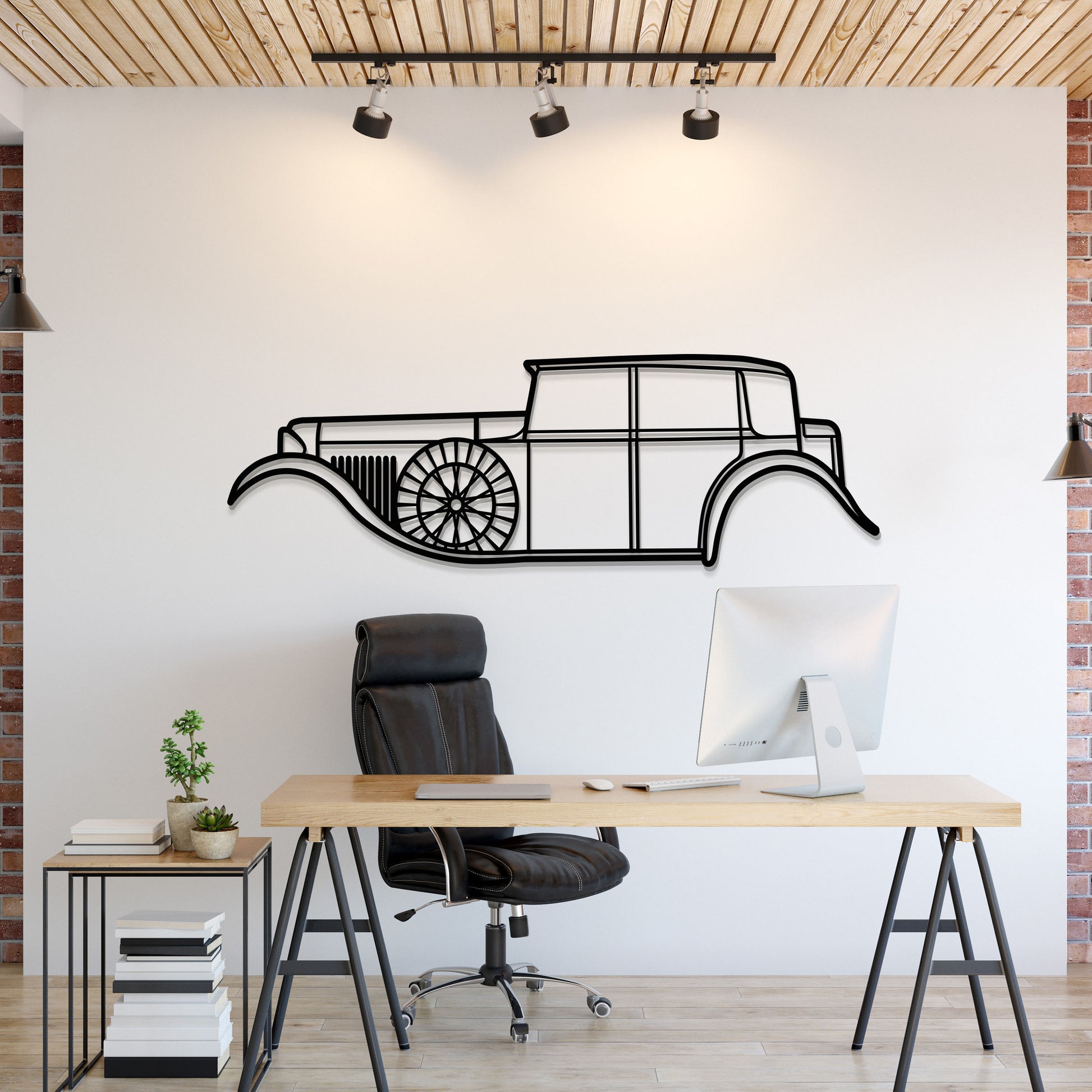 1930 Bentley 8 Litre metal car wall art silhouette for vintage garage décor