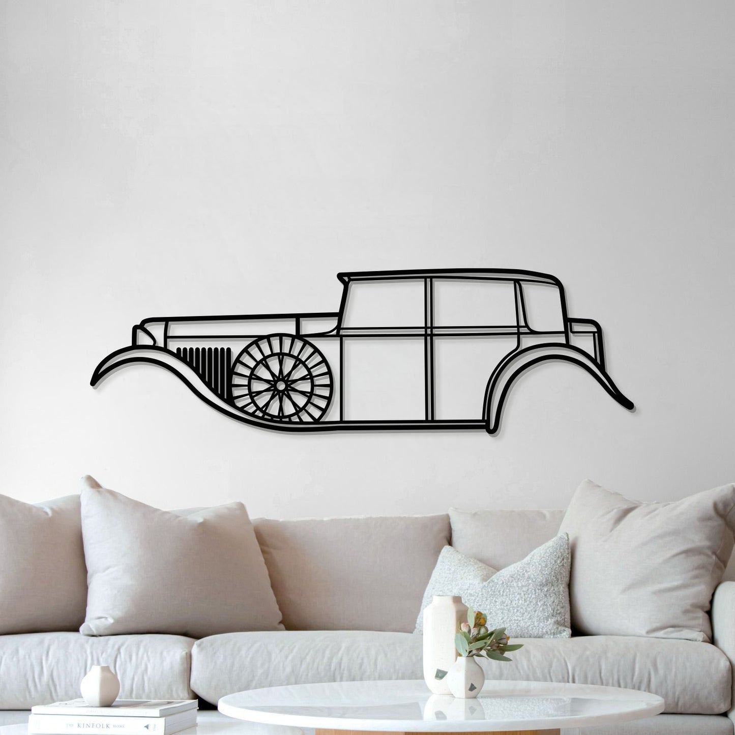 1930 Bentley 8 Litre vintage metal wall sculpture for living room display
