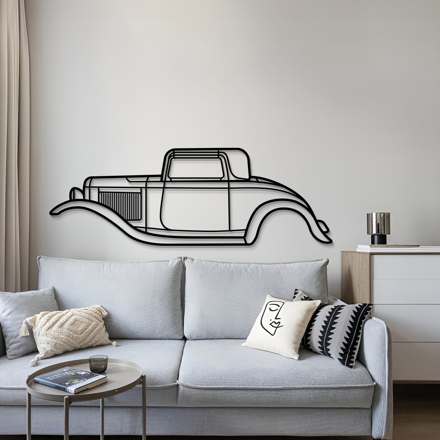 1932 De Luxe Five-Window Coupé Metal Car Wall Art - MT0005