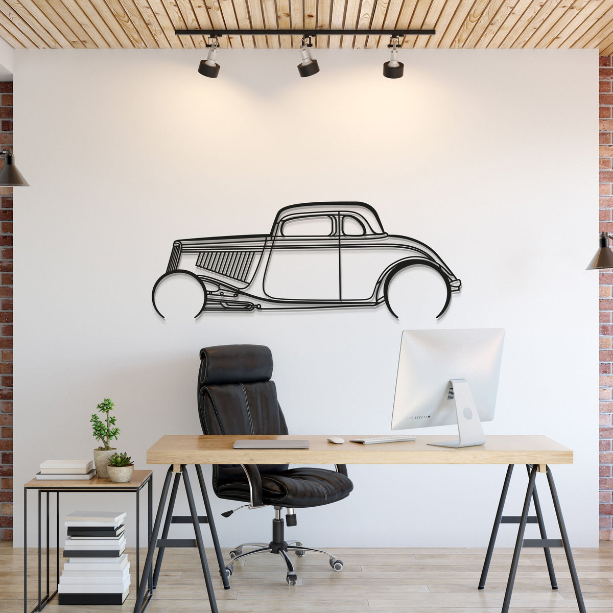 1934 Ford Highboy Detailed Metal Wall Art Laser Cut 2 Mm Steel Silhouette