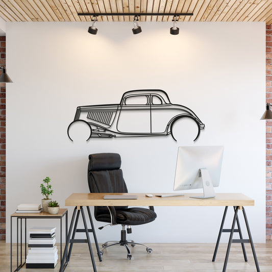 1934 Ford Highboy Detailed Metal Wall Art Laser Cut 2 Mm Steel Silhouette