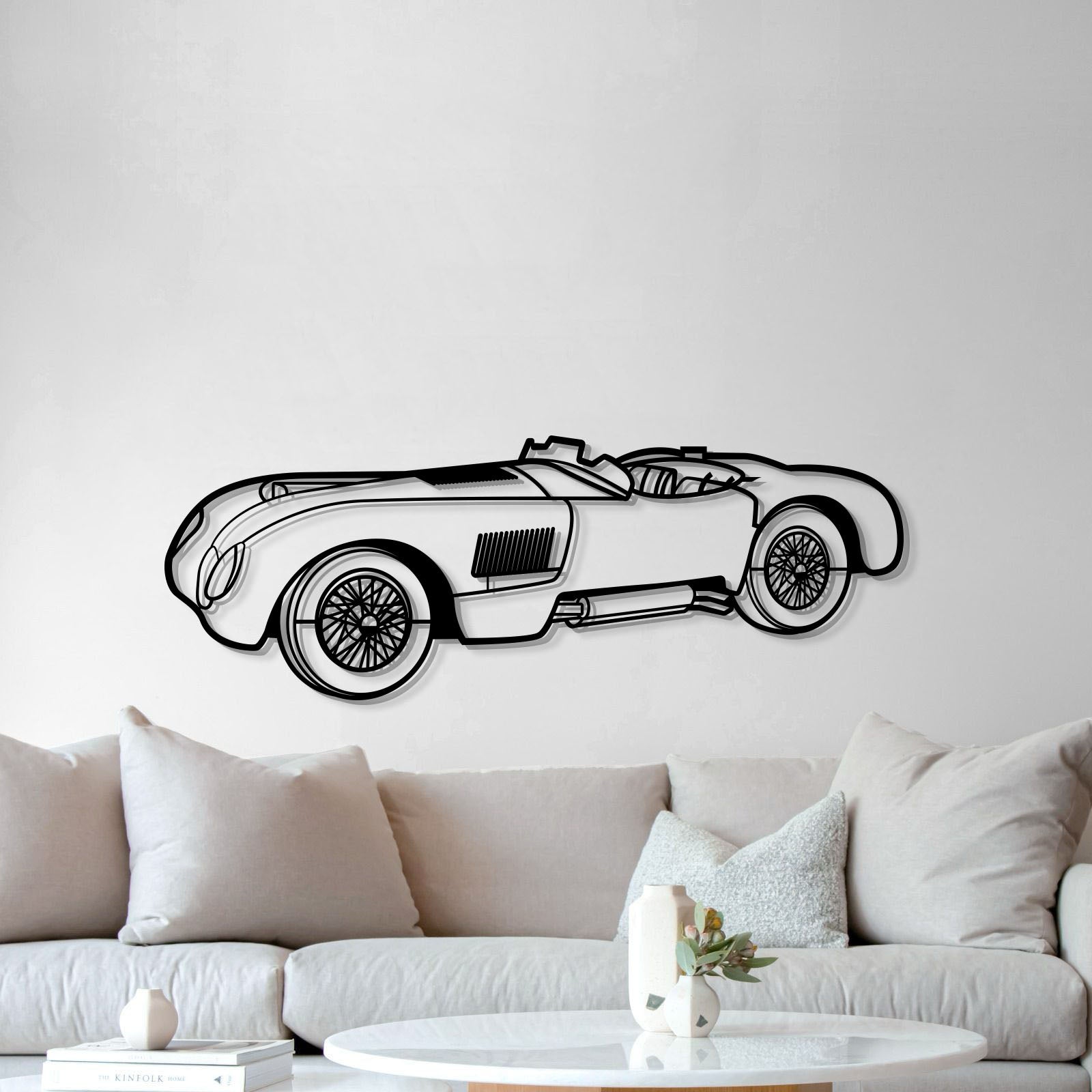 1953 C Type Perspective Metal Car Wall Art - MT1276