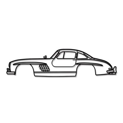 Detailed metal wall silhouette of 1954 Mercedes-Benz 300 SL Coupe iconic model